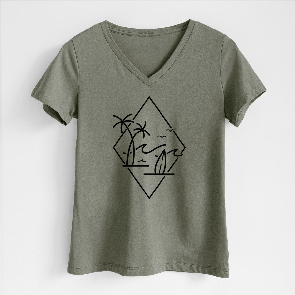 Summer Surf Diamond - Women&#39;s Lightweight Relaxed Fit 100% Cotton V-neck