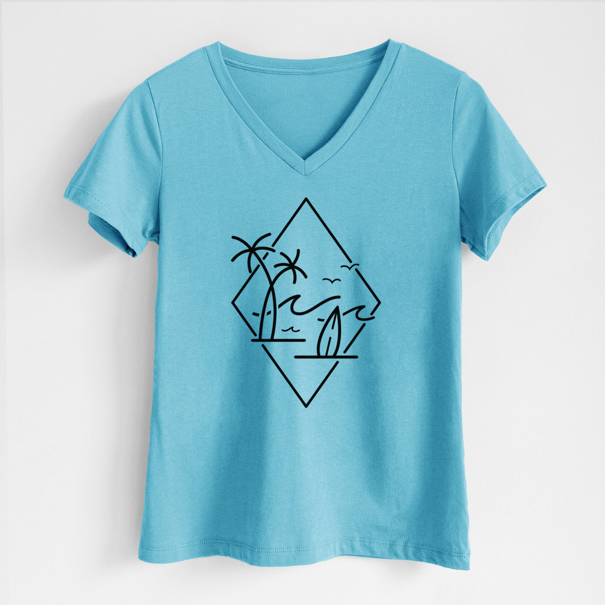 Summer Surf Diamond - Women&#39;s Lightweight Relaxed Fit 100% Cotton V-neck