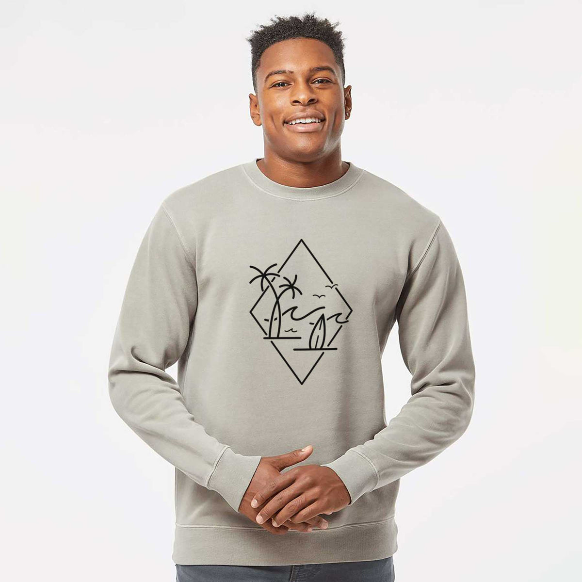 Summer Surf Diamond - Unisex Pigment Dyed Crew Sweatshirt