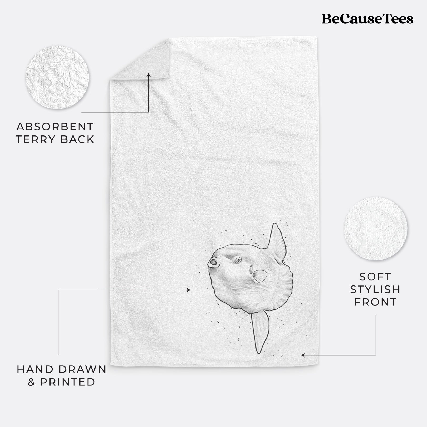 Ocean Sunfish - Mola mola Premium Decorative Hand Towel