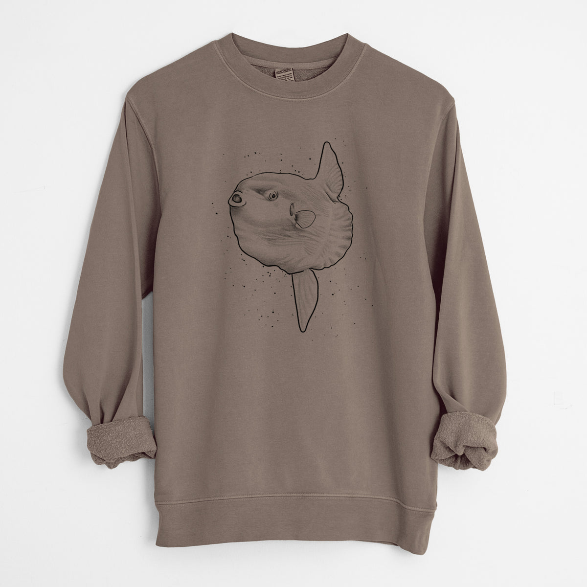 Ocean Sunfish - Mola mola - Unisex Pigment Dyed Crew Sweatshirt in Espresso Brown Color