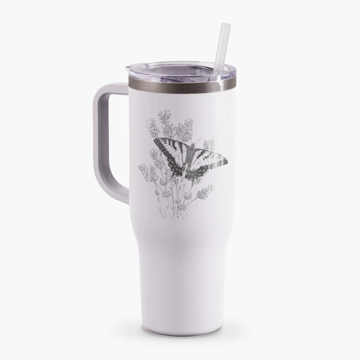 Eastern Tiger Swallowtail with Lavender - 40oz Tumbler with Handle