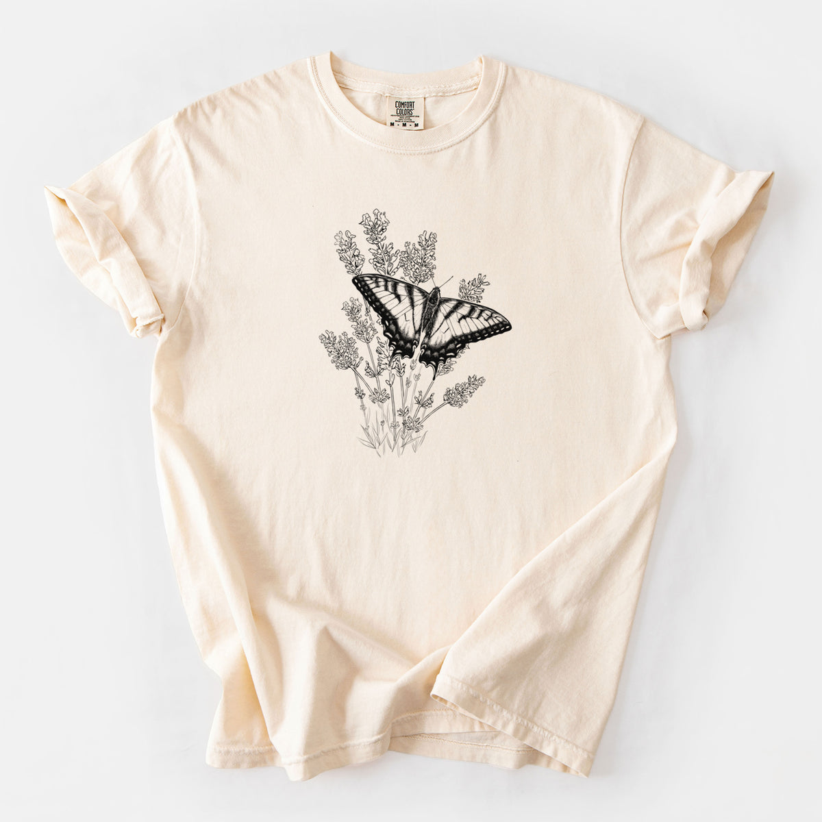 Eastern Tiger Swallowtail with Lavender - Unisex Comfort Colors Garment-Dyed Heavyweight T-shirt
