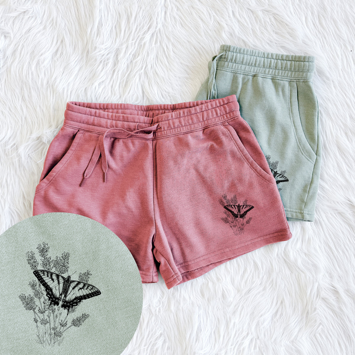 Eastern Tiger Swallowtail with Lavender - Women&#39;s Cali Wave Shorts