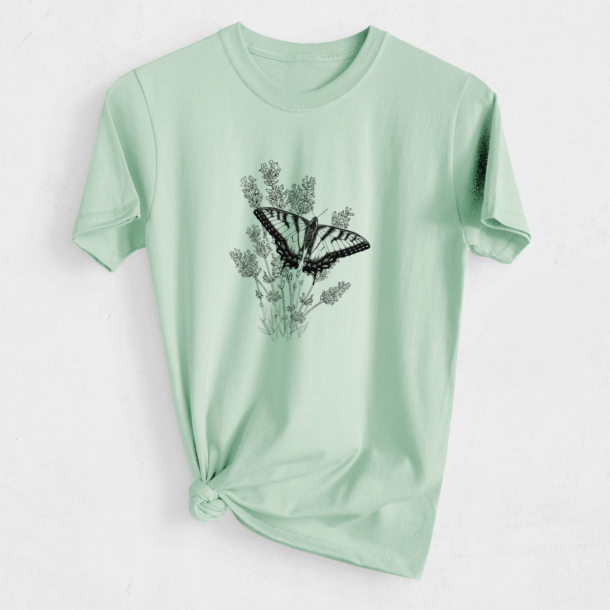 Eastern Tiger Swallowtail with Lavender - Heavyweight Men&#39;s 100% Organic Cotton Tee