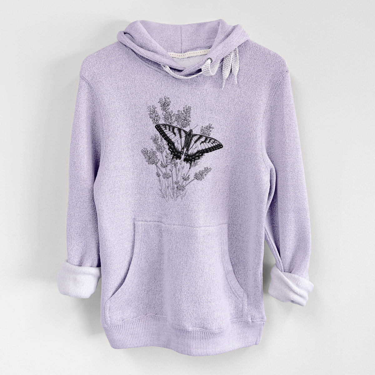 Eastern Tiger Swallowtail with Lavender - Knit Hoodie