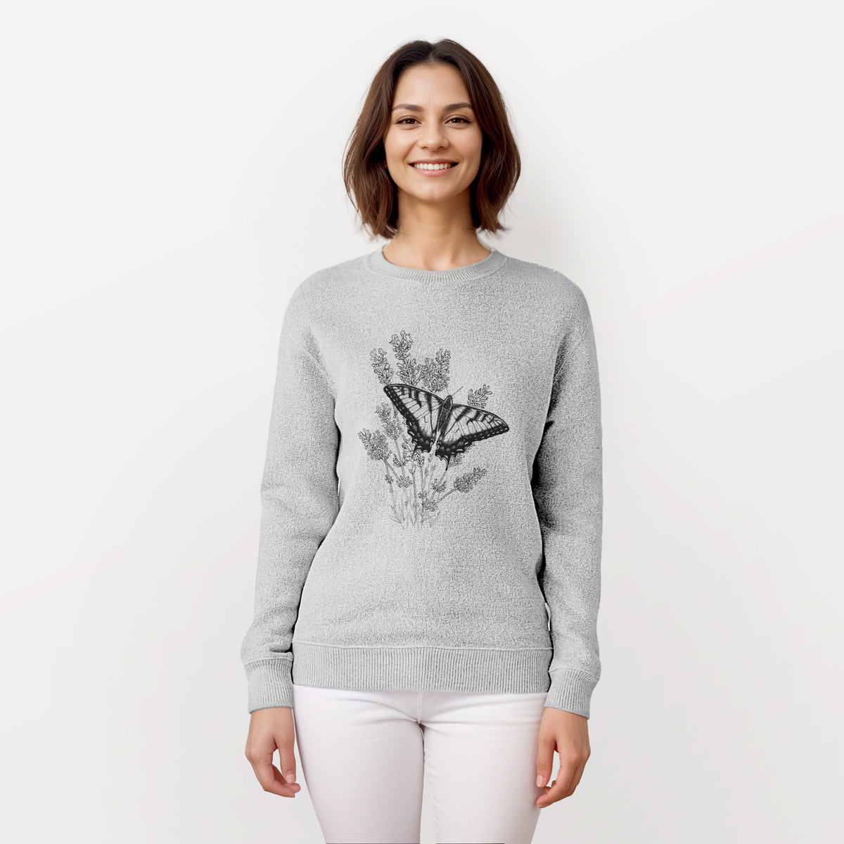 Eastern Tiger Swallowtail with Lavender - Knit Sweatshirt