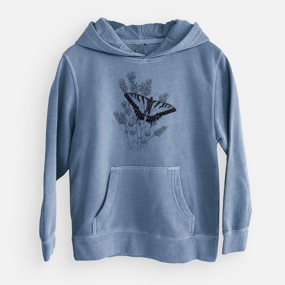 Eastern Tiger Swallowtail with Lavender - Youth Pigment Dyed Hoodie