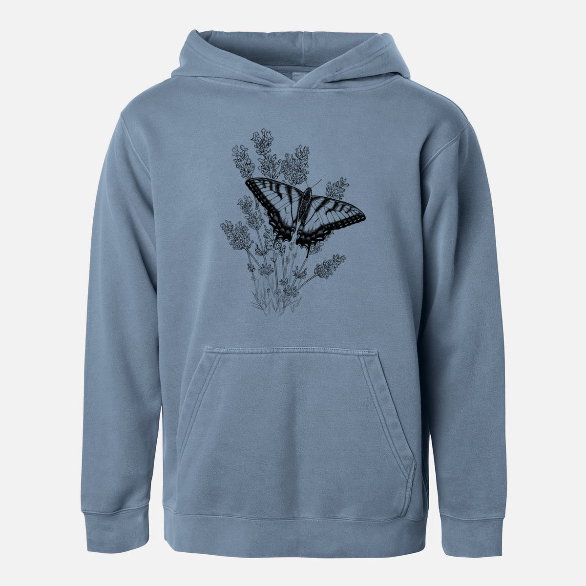 Eastern Tiger Swallowtail with Lavender - Youth Pigment Dyed Hoodie