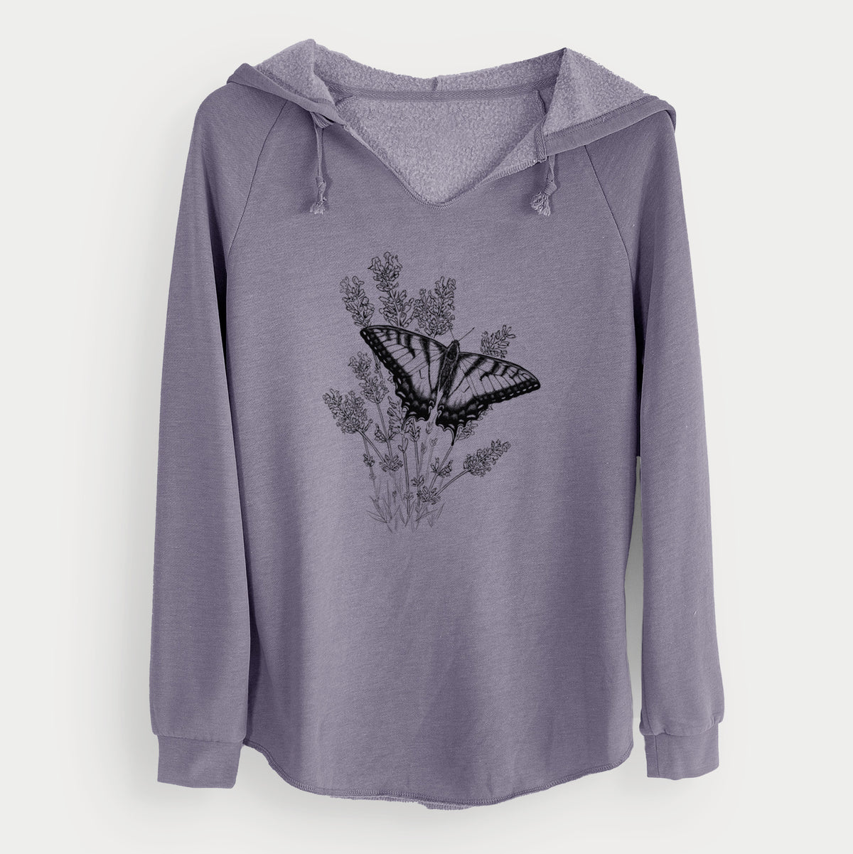 Eastern Tiger Swallowtail with Lavender - Cali Wave Hooded Sweatshirt