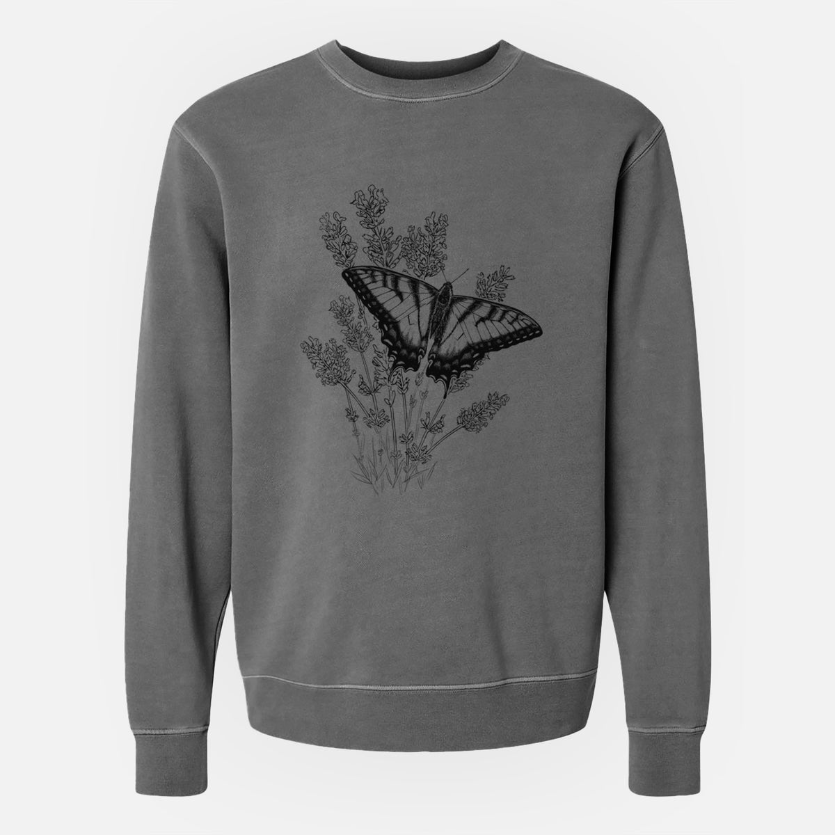 Eastern Tiger Swallowtail with Lavender - Unisex Pigment Dyed Crew Sweatshirt