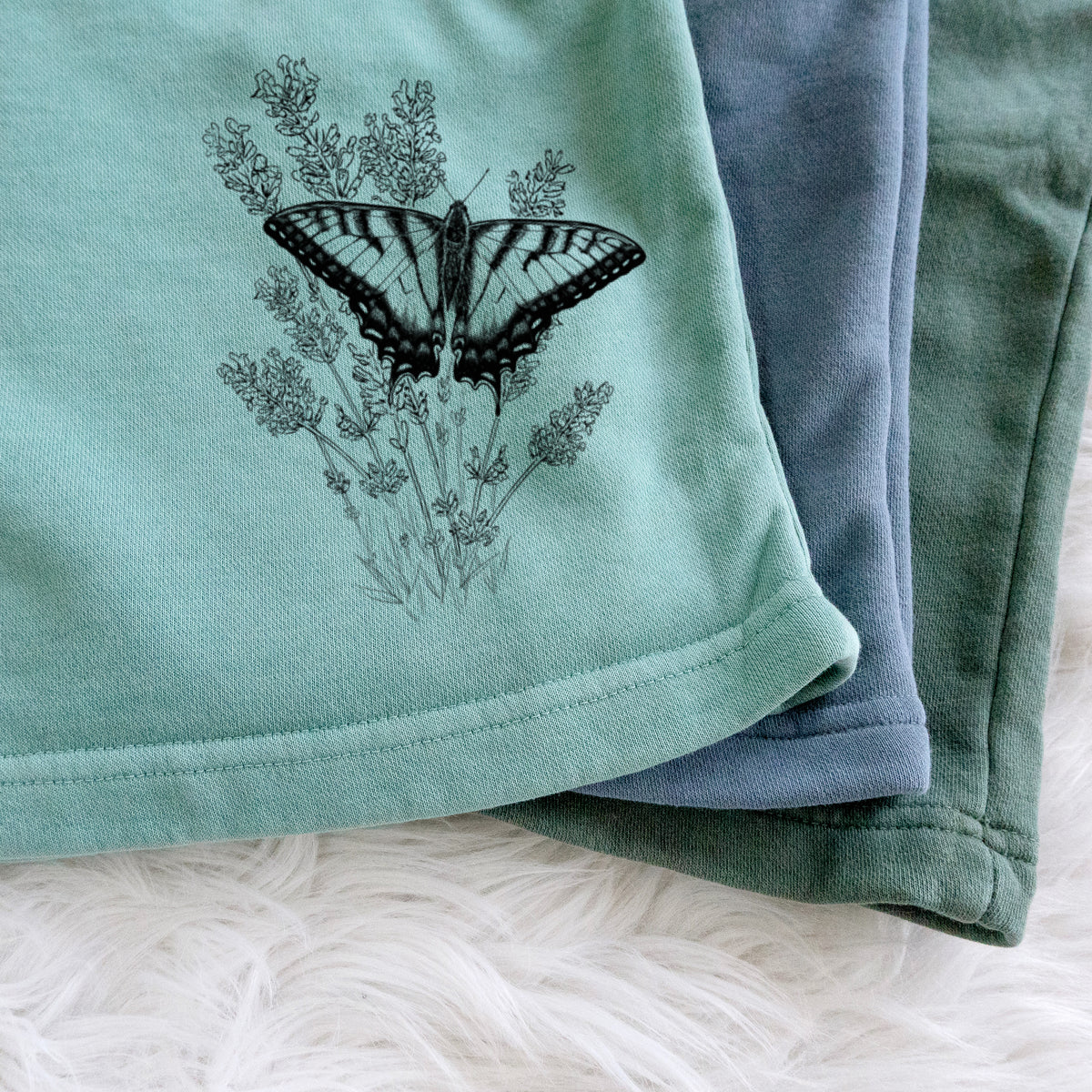Eastern Tiger Swallowtail with Lavender - Unisex Pigment Dyed Shorts