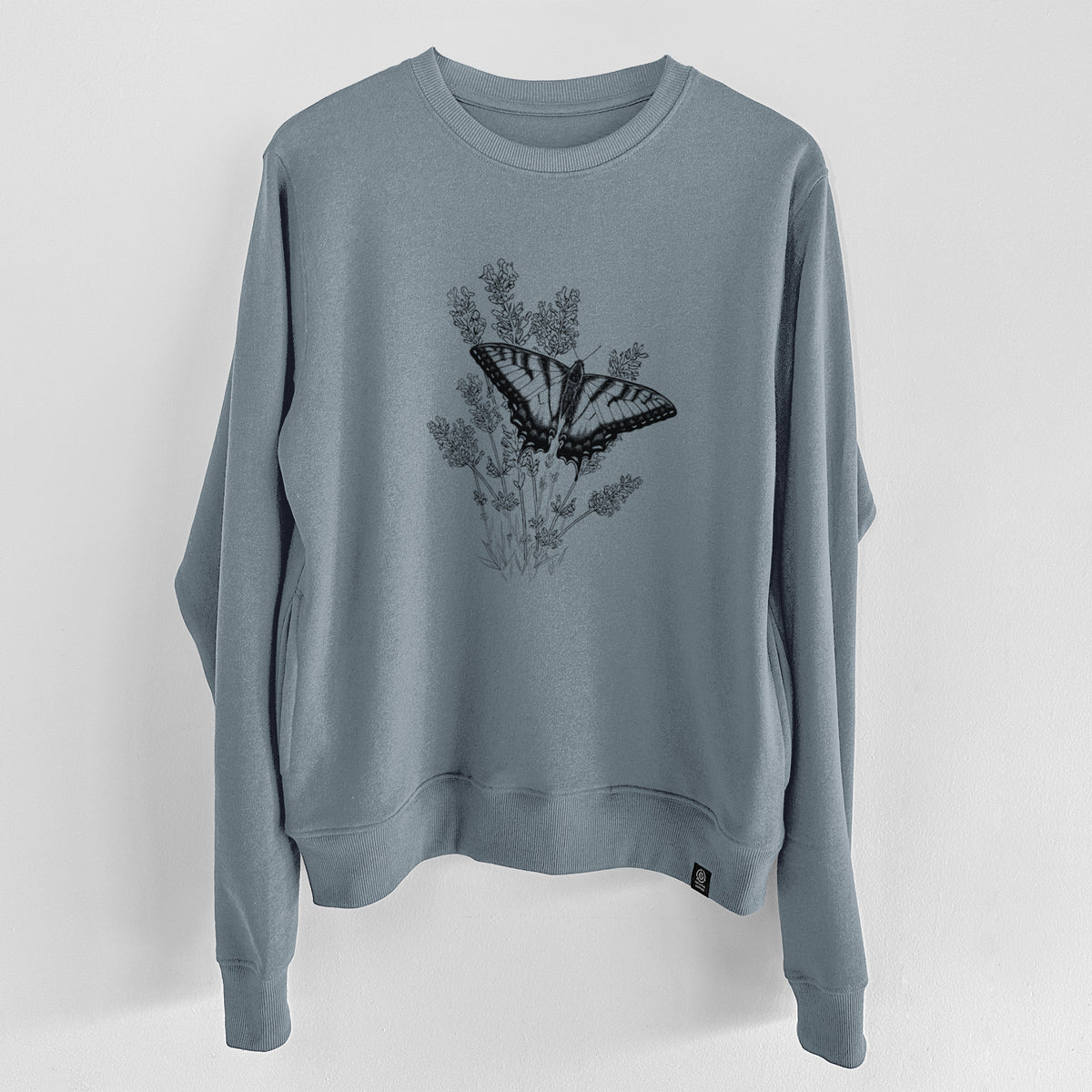 Eastern Tiger Swallowtail with Lavender  - Unisex Reclaimed Crewneck Sweatshirt