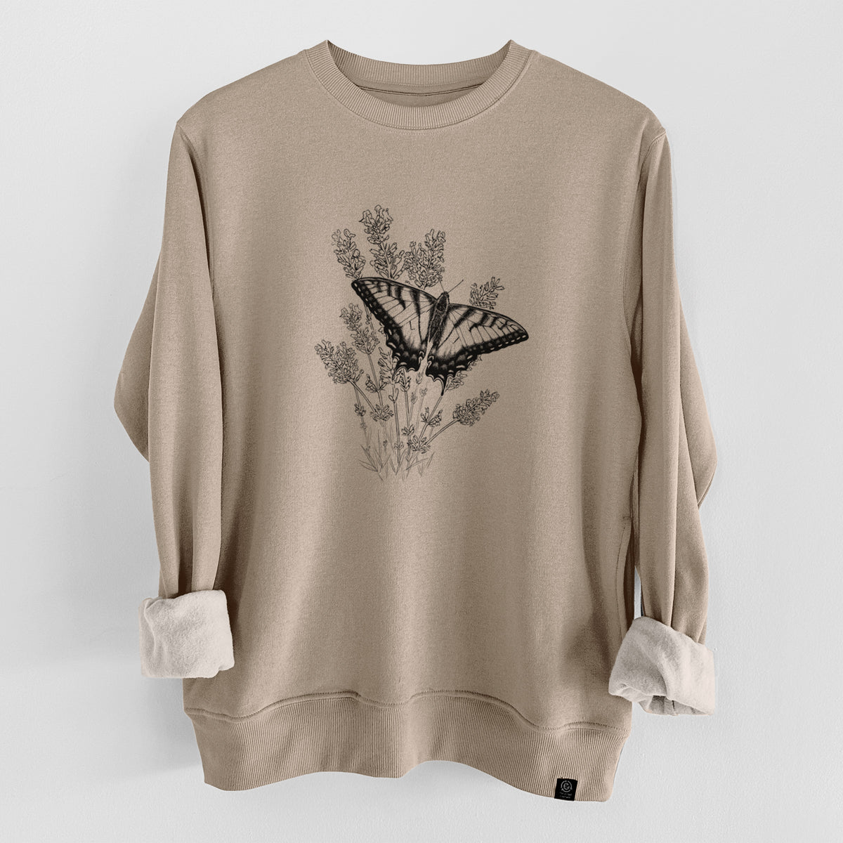 Eastern Tiger Swallowtail with Lavender  - Unisex Reclaimed Crewneck Sweatshirt