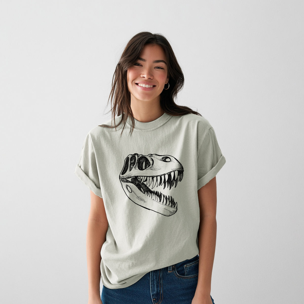 Tyrannosaurus Rex Skull - Heavyweight Men&#39;s 100% Organic Cotton Tee