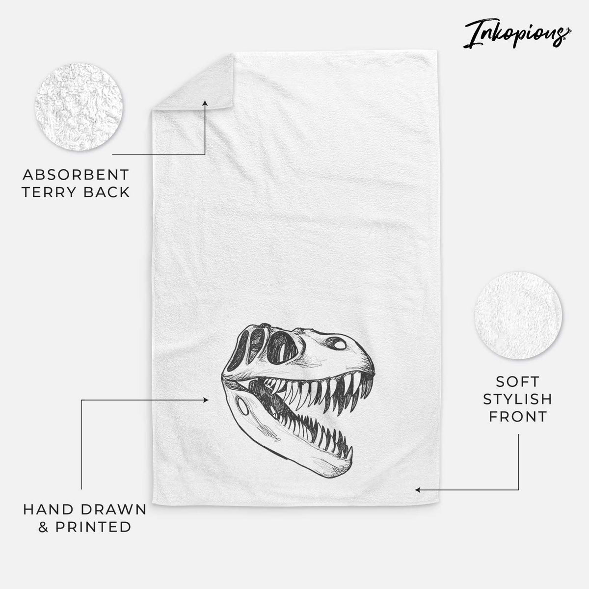 Tyrannosaurus Rex Skull Premium Decorative Hand Towel