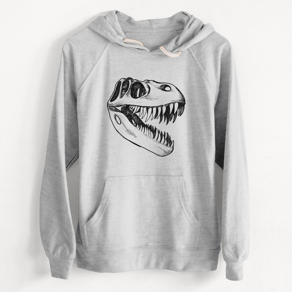 CLEARANCE - Tyrannosaurus Rex Skull  - Unisex Slim Fit Loopback Terry Hoodie