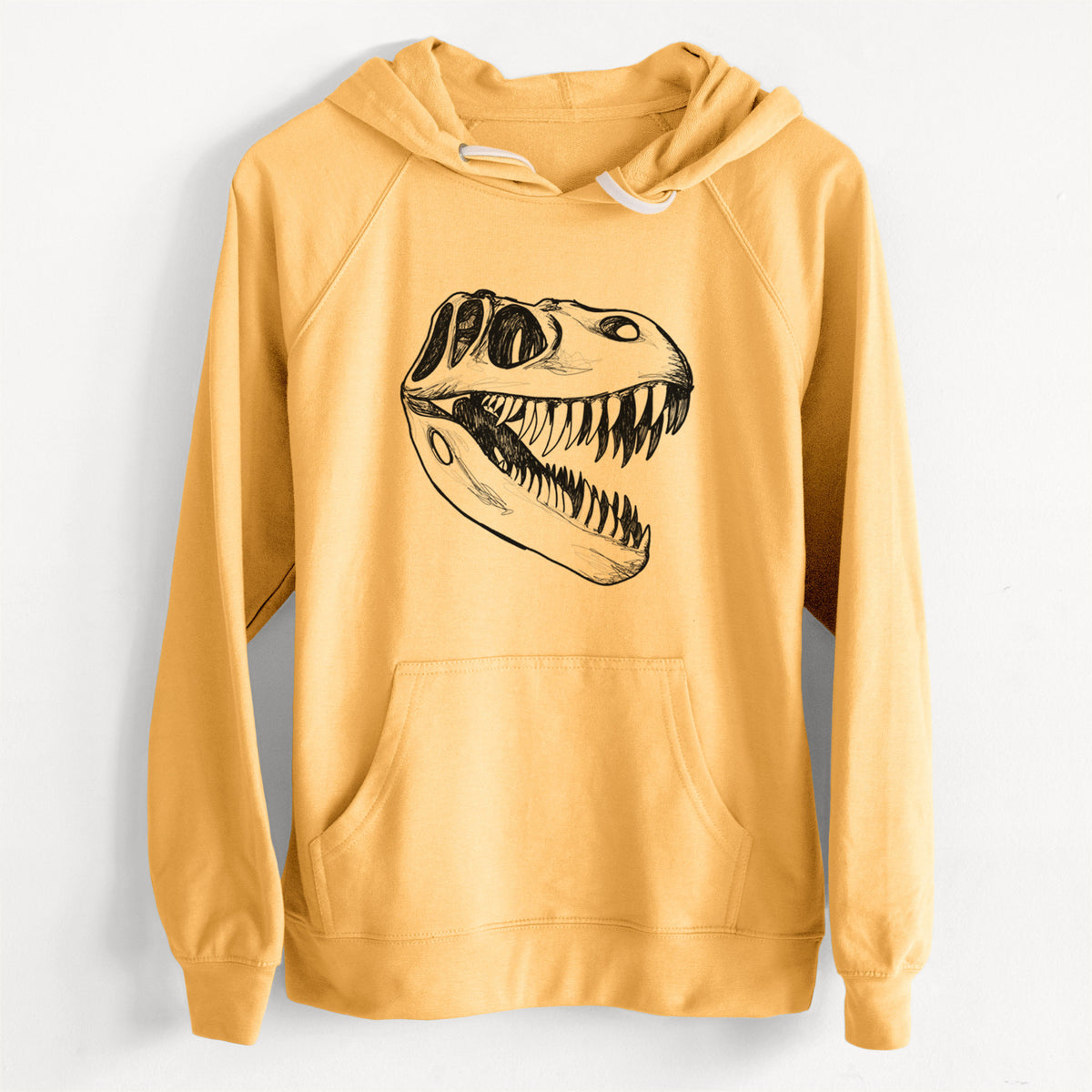 CLEARANCE - Tyrannosaurus Rex Skull  - Unisex Slim Fit Loopback Terry Hoodie