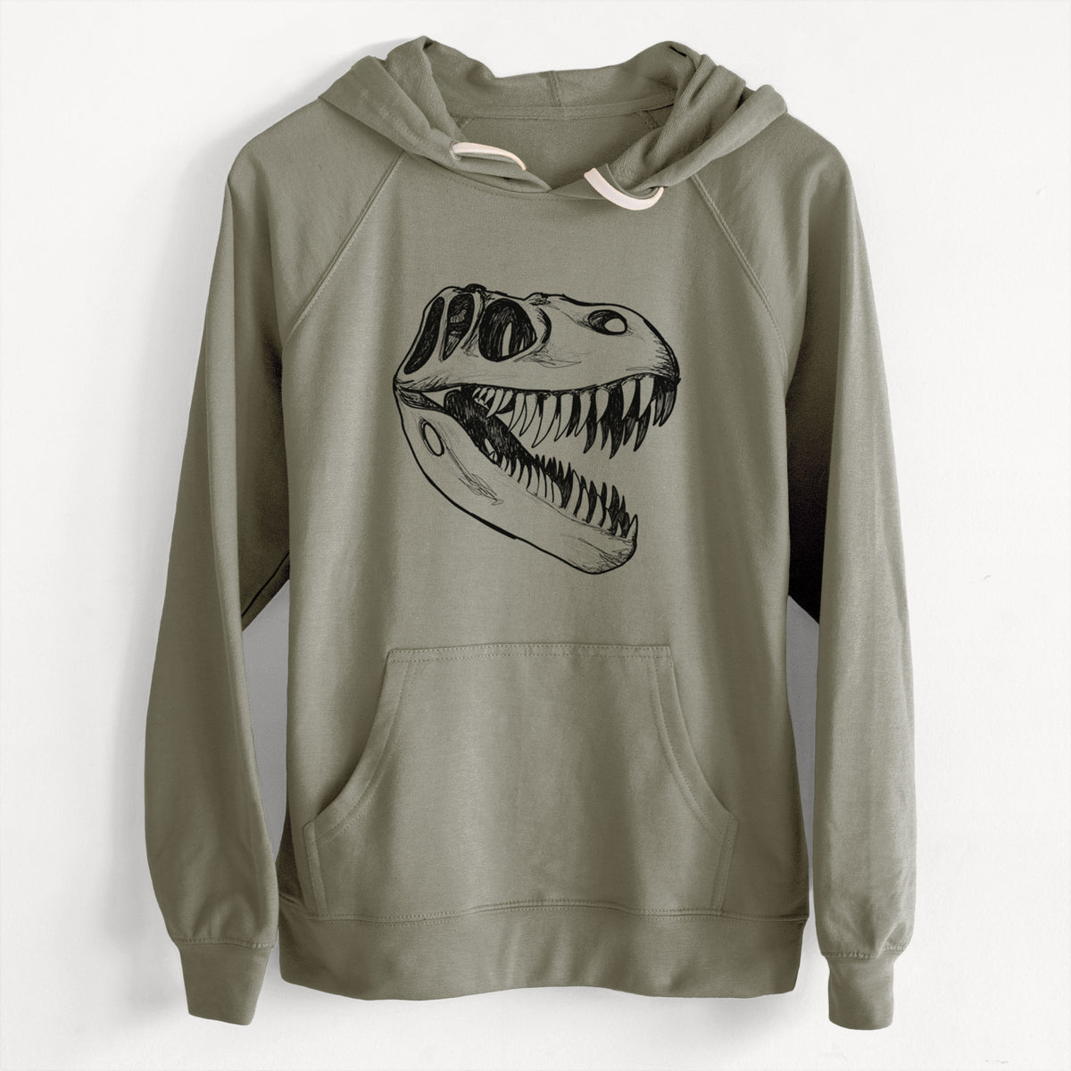 CLEARANCE - Tyrannosaurus Rex Skull  - Unisex Slim Fit Loopback Terry Hoodie