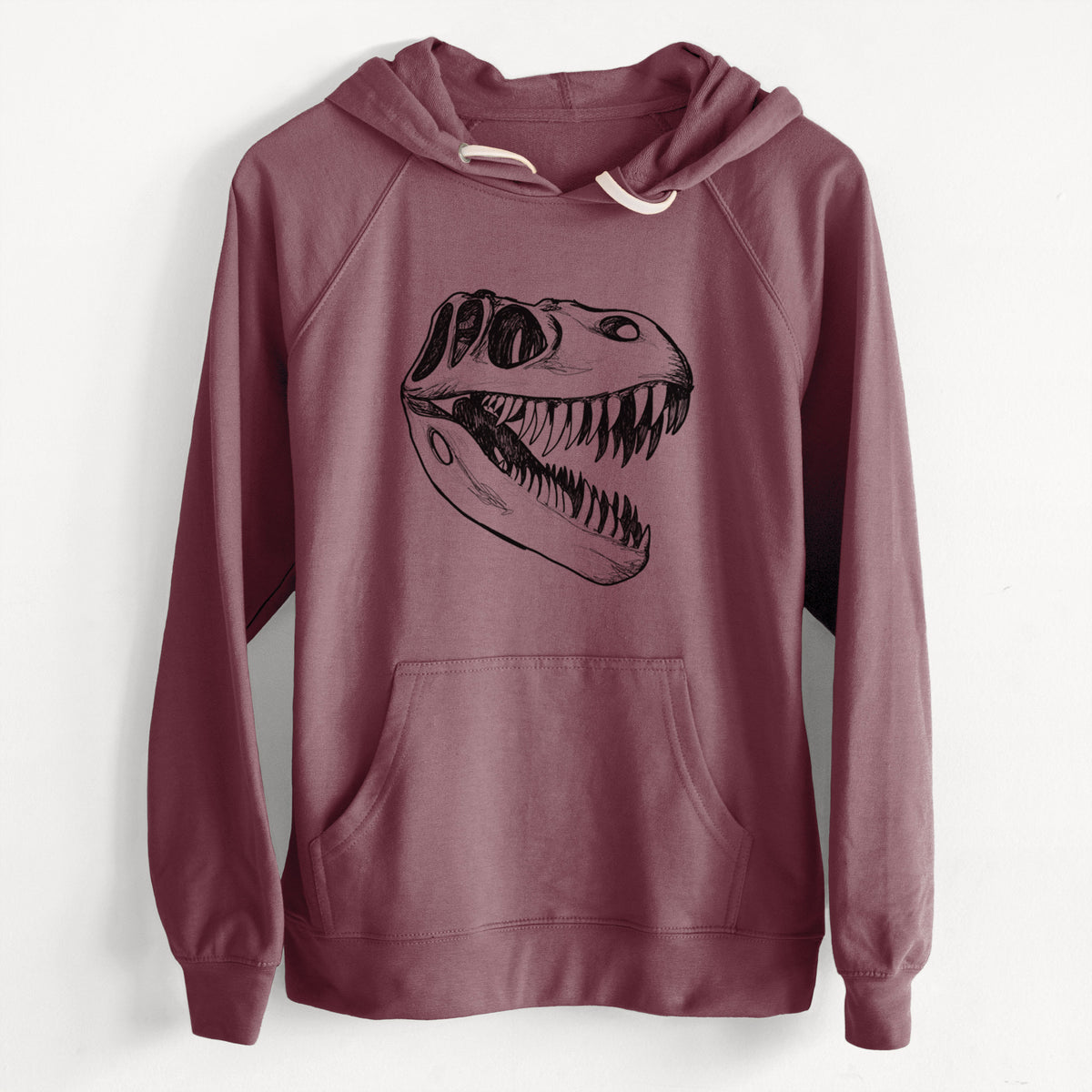 CLEARANCE - Tyrannosaurus Rex Skull  - Unisex Slim Fit Loopback Terry Hoodie