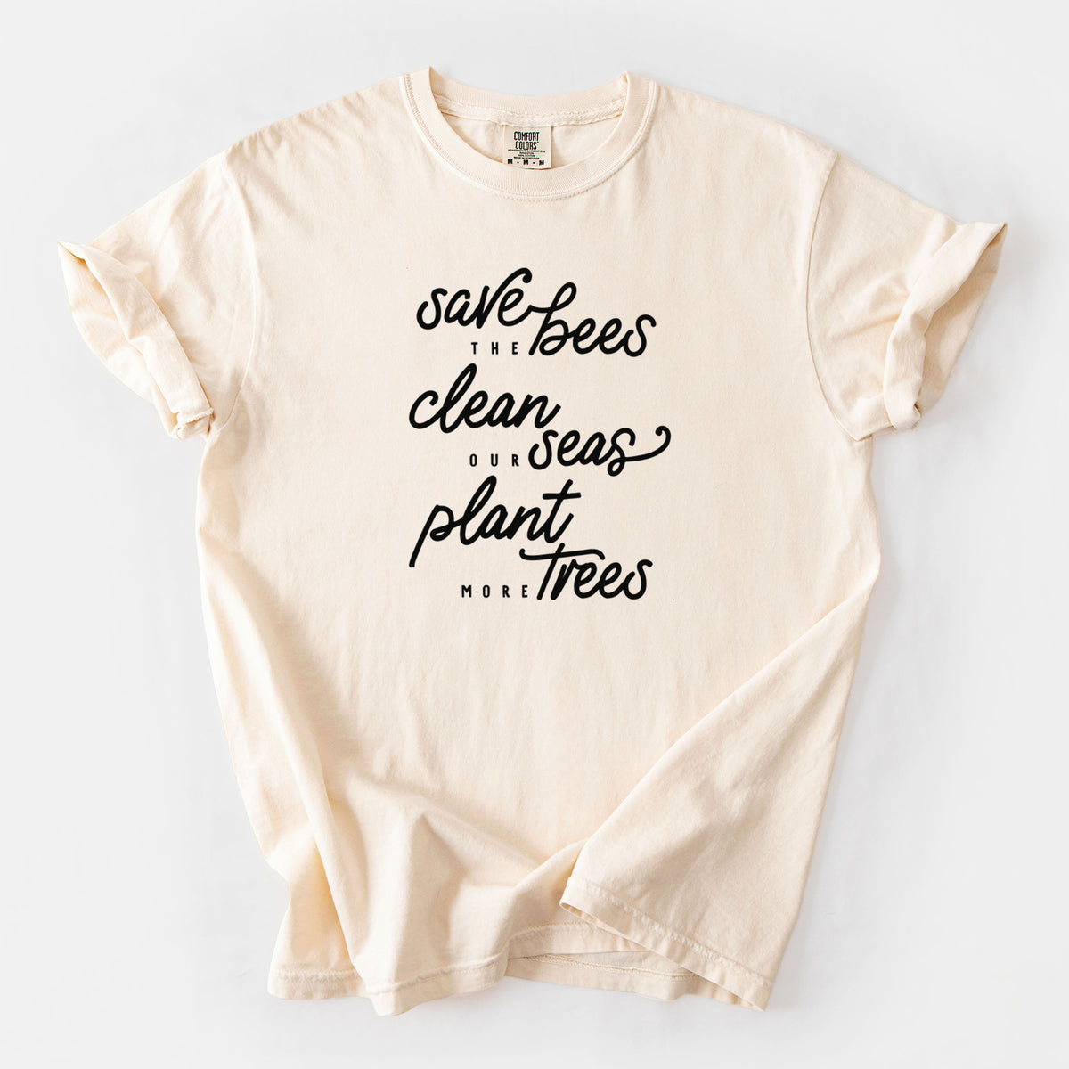 Bees Seas Trees - Typography - Unisex Comfort Colors Garment-Dyed Heavyweight T-shirt