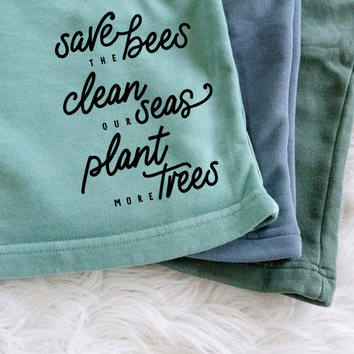 Bees Seas Trees - Typography - Unisex Pigment Dyed Shorts