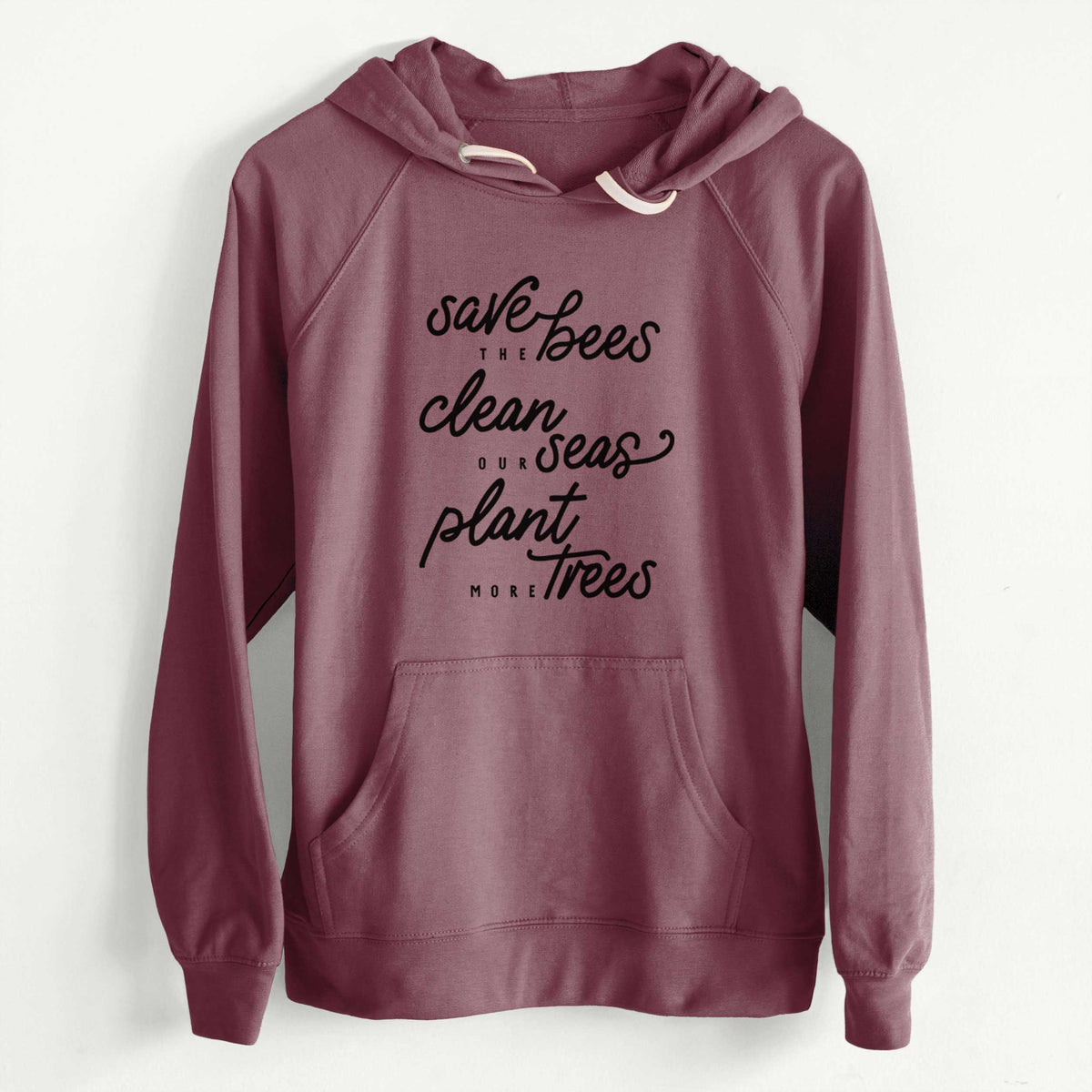 CLEARANCE - Bees Seas Trees - Typography  - Unisex Slim Fit Loopback Terry Hoodie