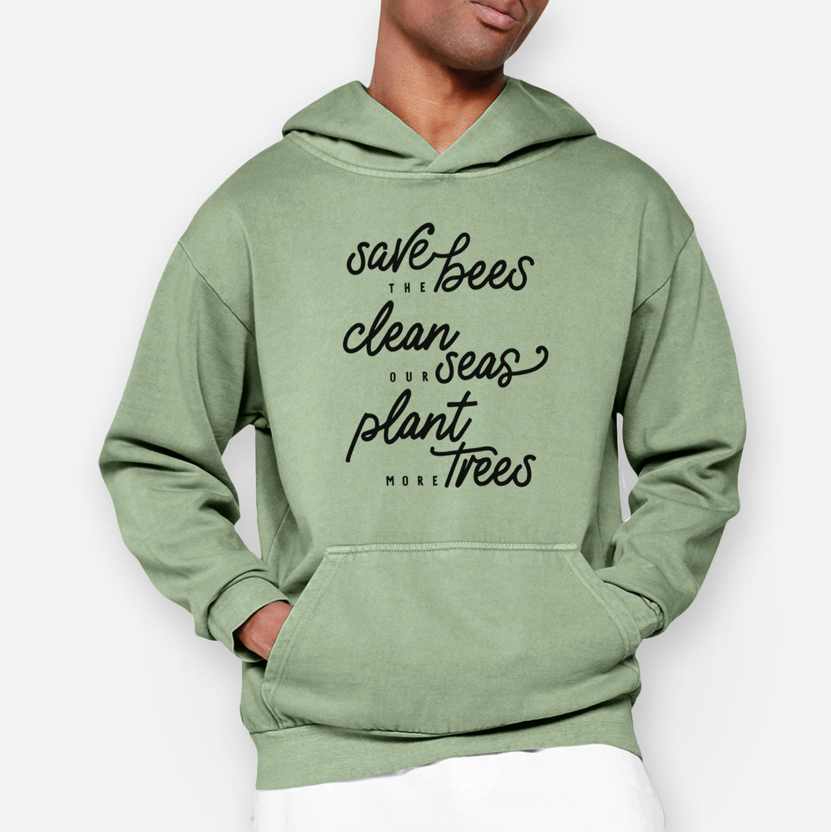 Bees Seas Trees - Typography  - Urban Heavyweight Hoodie