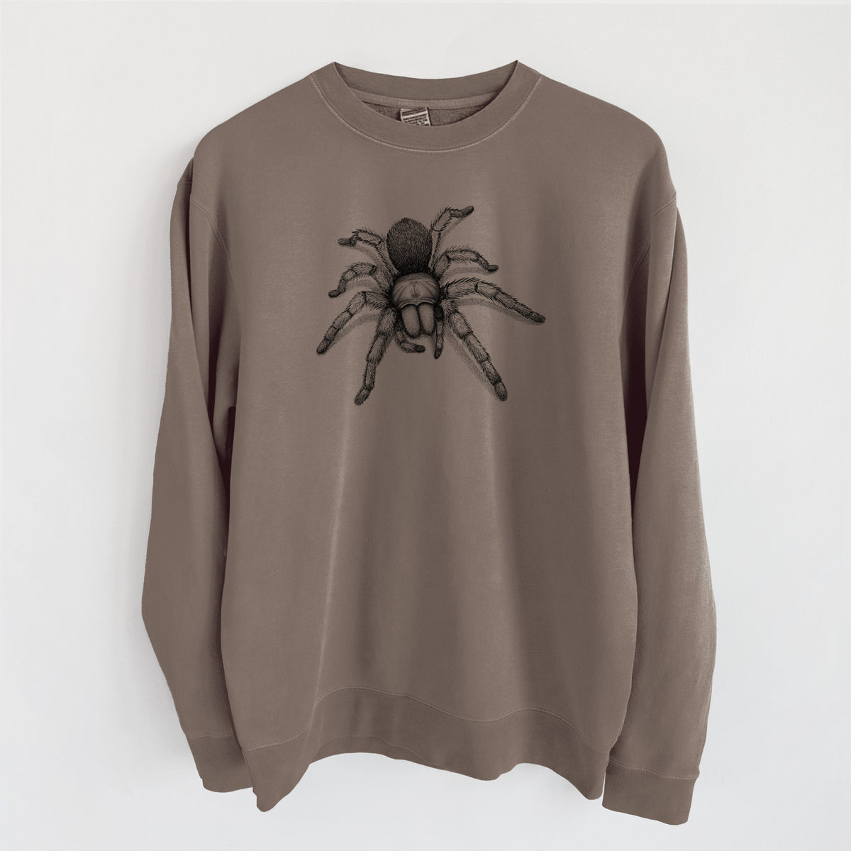Desert Blonde Tarantula - Aphonopelma chalcodes - Unisex Pigment Dyed Crew Sweatshirt in Espresso Brown Color