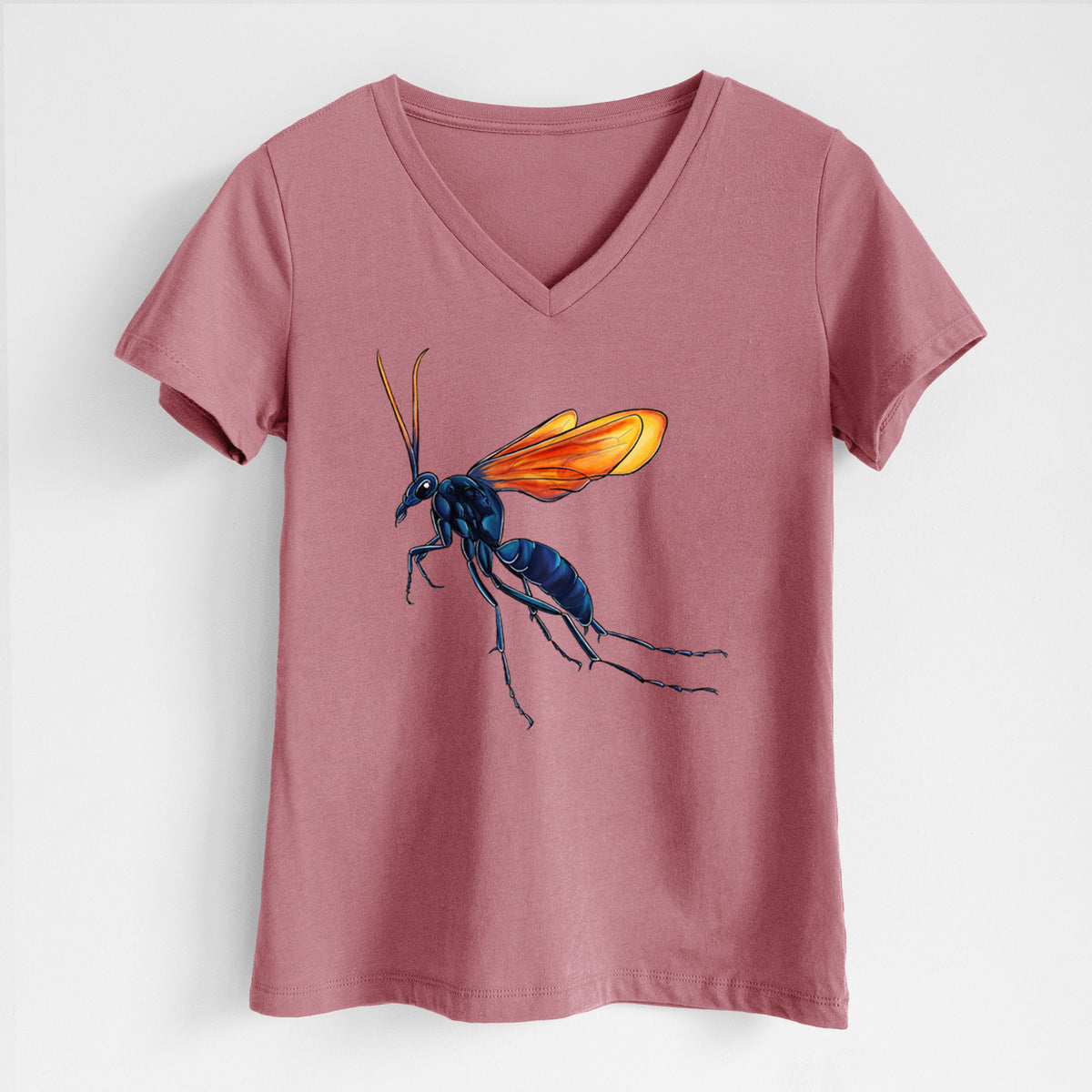 Tarantula Hawk Wasp - Pepsis grossa - Women&#39;s Lightweight Relaxed Fit 100% Cotton V-neck