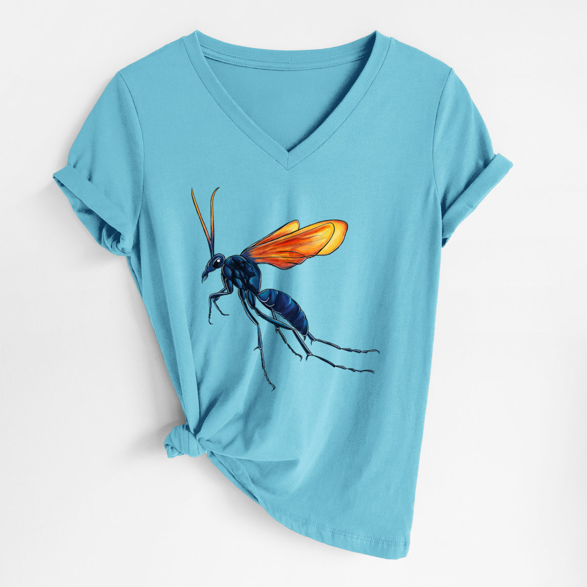 Tarantula Hawk Wasp - Pepsis grossa - Women&#39;s Lightweight Relaxed Fit 100% Cotton V-neck