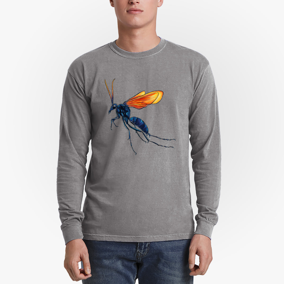 Tarantula Hawk Wasp - Pepsis grossa - Men&#39;s Heavyweight 100% Cotton Long Sleeve