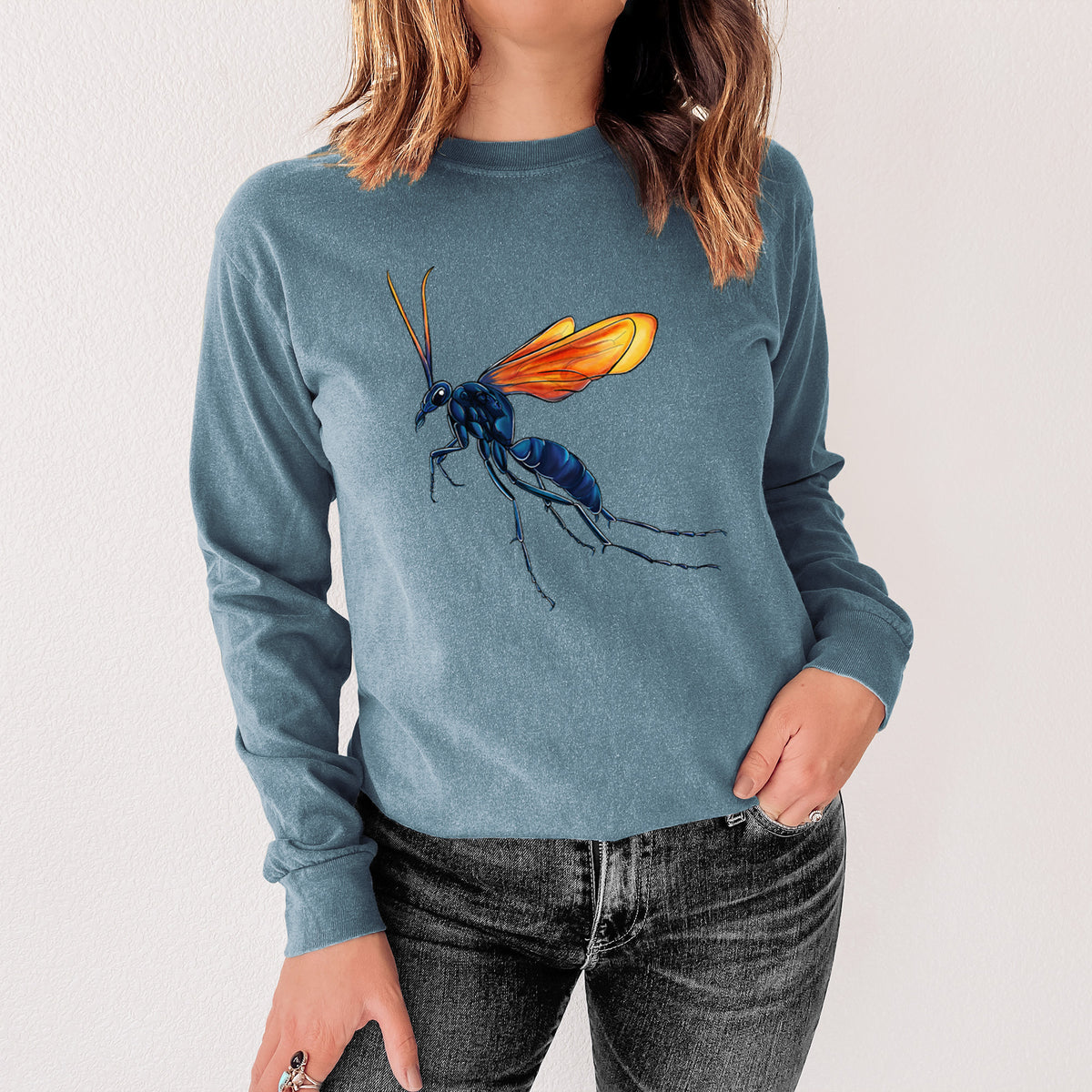 Tarantula Hawk Wasp - Pepsis grossa - Men&#39;s Heavyweight 100% Cotton Long Sleeve