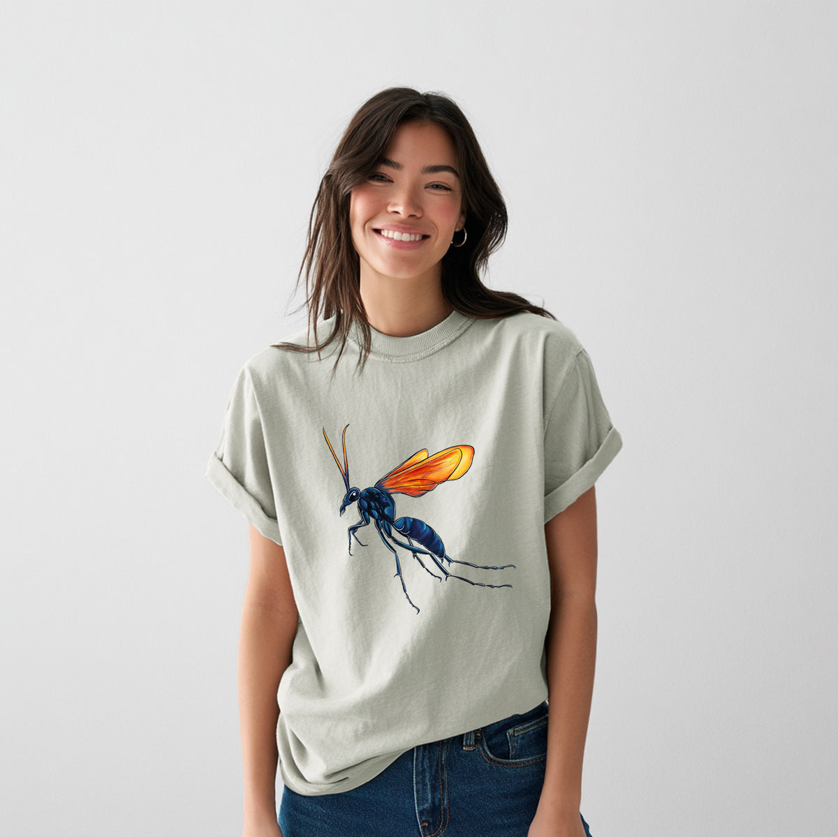 Tarantula Hawk Wasp - Pepsis grossa - Heavyweight Men&#39;s 100% Organic Cotton Tee