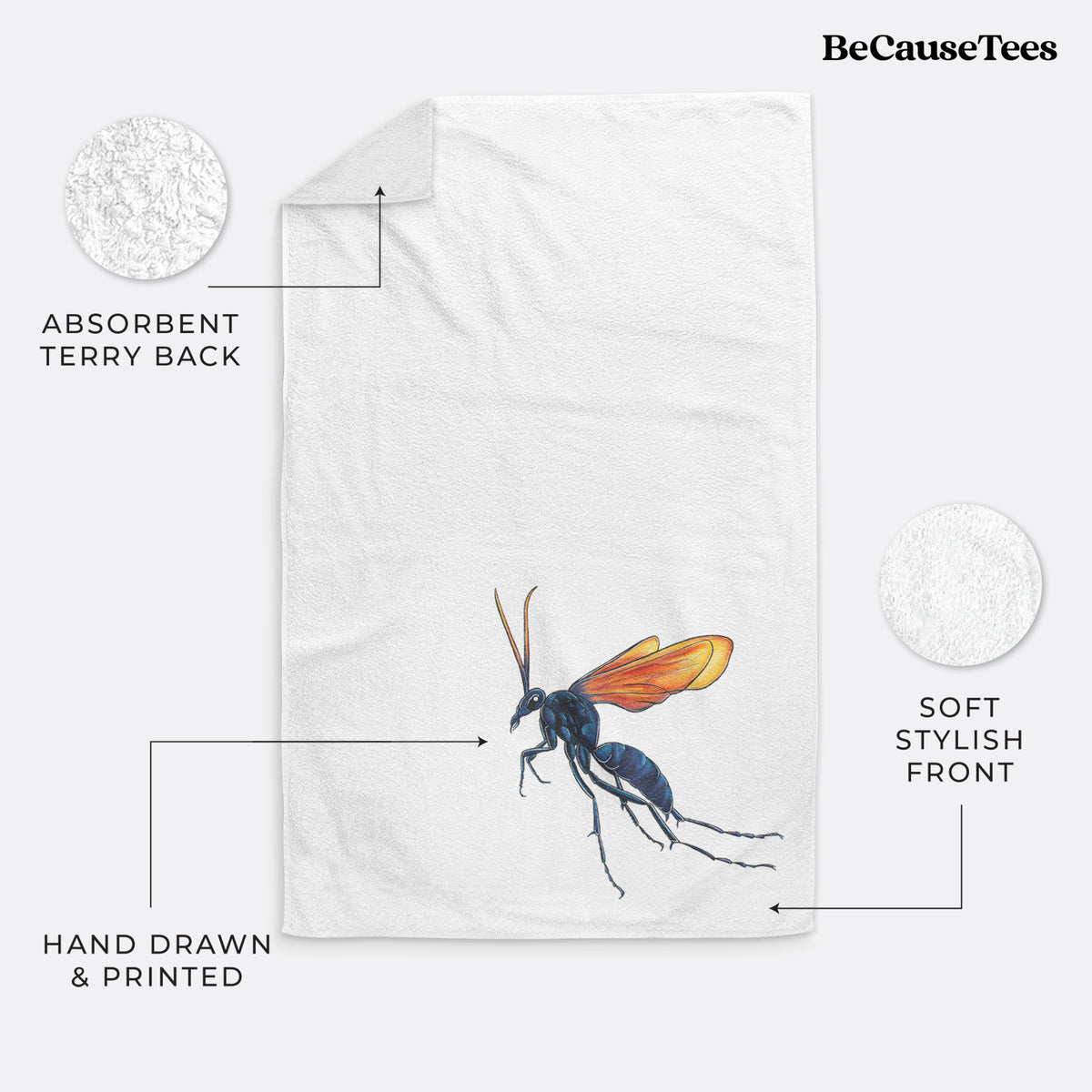 Tarantula Hawk Wasp - Pepsis grossa Premium Hand Towel