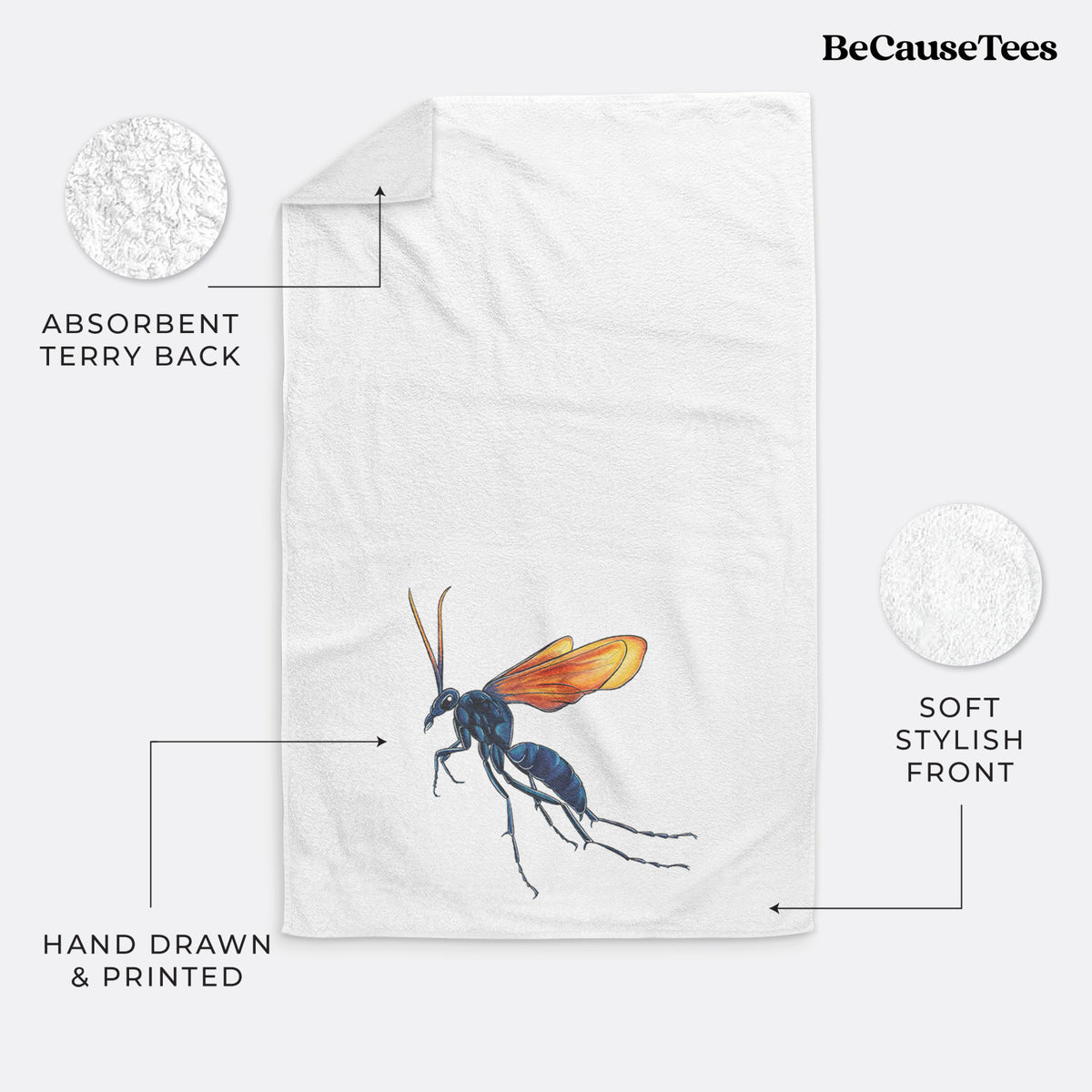 Tarantula Hawk Wasp - Pepsis grossa Premium Hand Towel