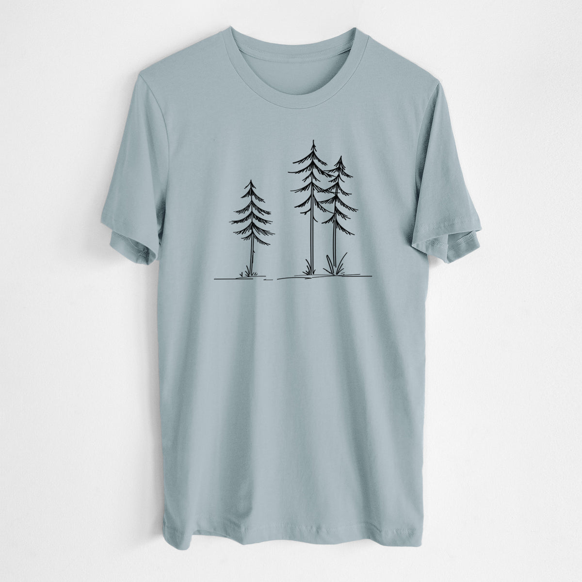 Three Pines - Lightweight 100% Cotton Unisex Crewneck in Vintage Denim, worn by model