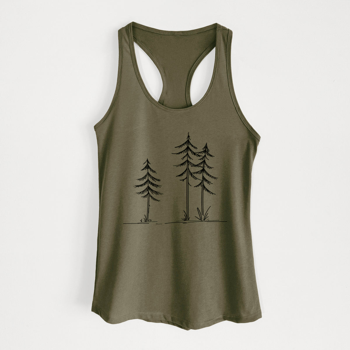 Three Pines - Women's Racerback Tanktop in Military Green