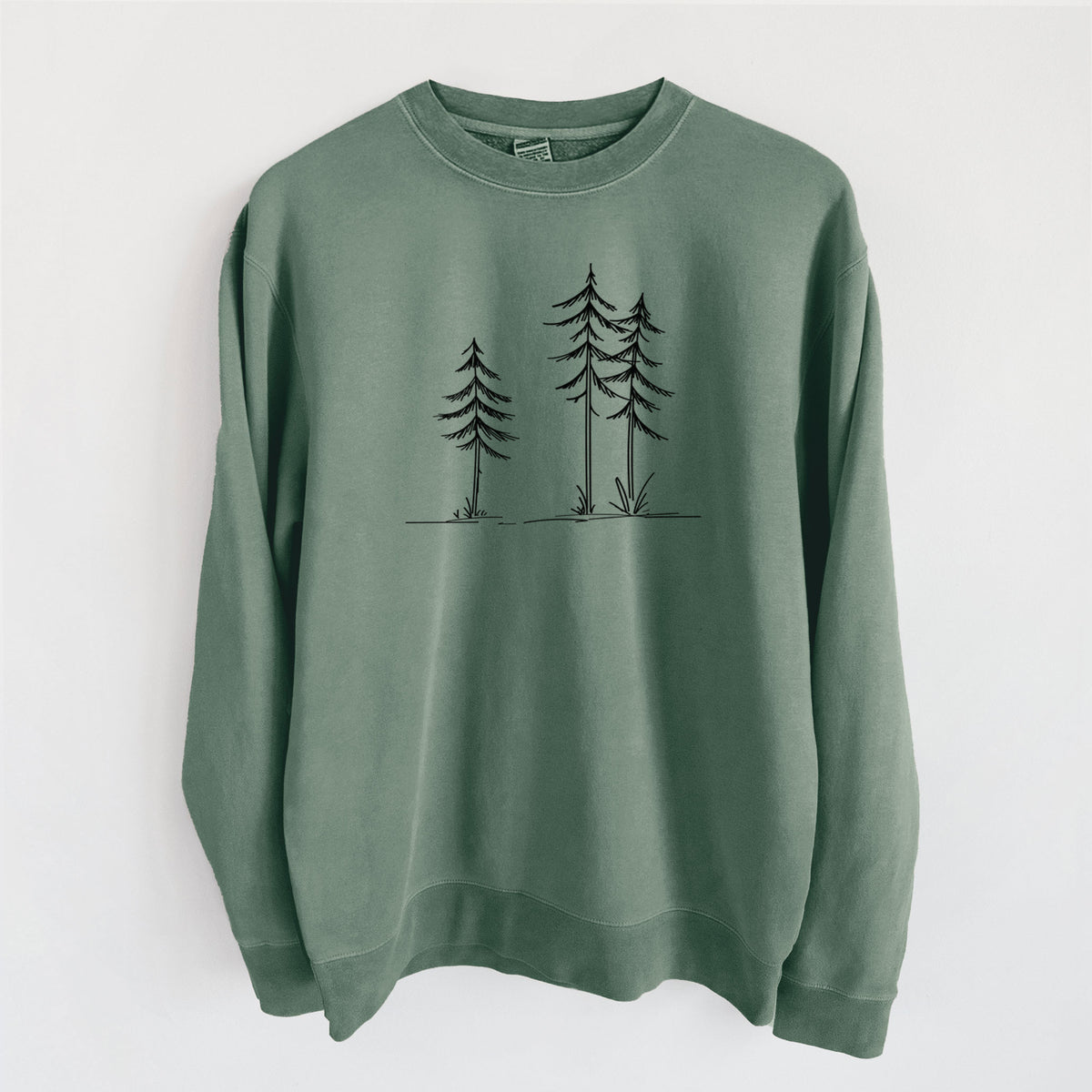 Three Pines - Unisex Pigment Dyed Crew Sweatshirt in Alpine Green