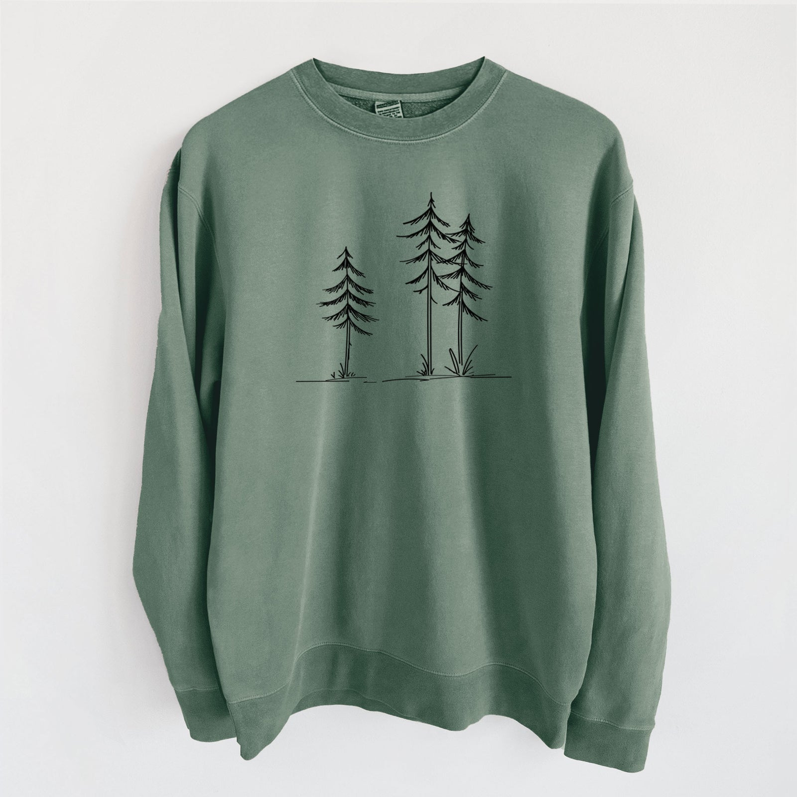 Three Pines - Unisex Pigment Dyed Crew Sweatshirt in Alpine Green