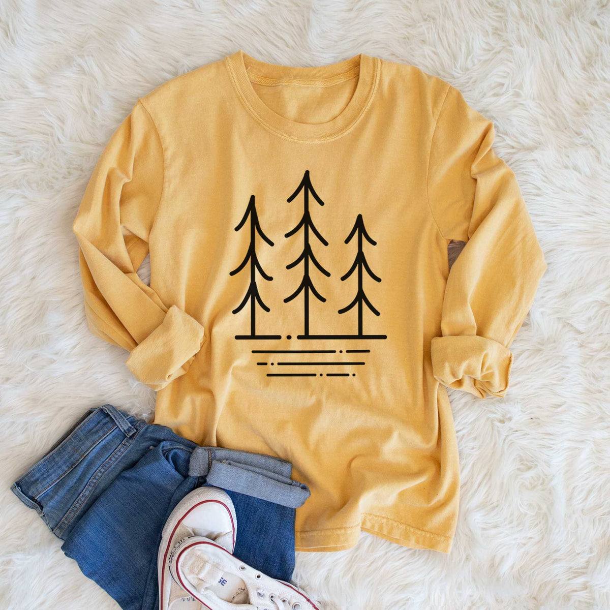 Three Trees - Men&#39;s Heavyweight 100% Cotton Long Sleeve