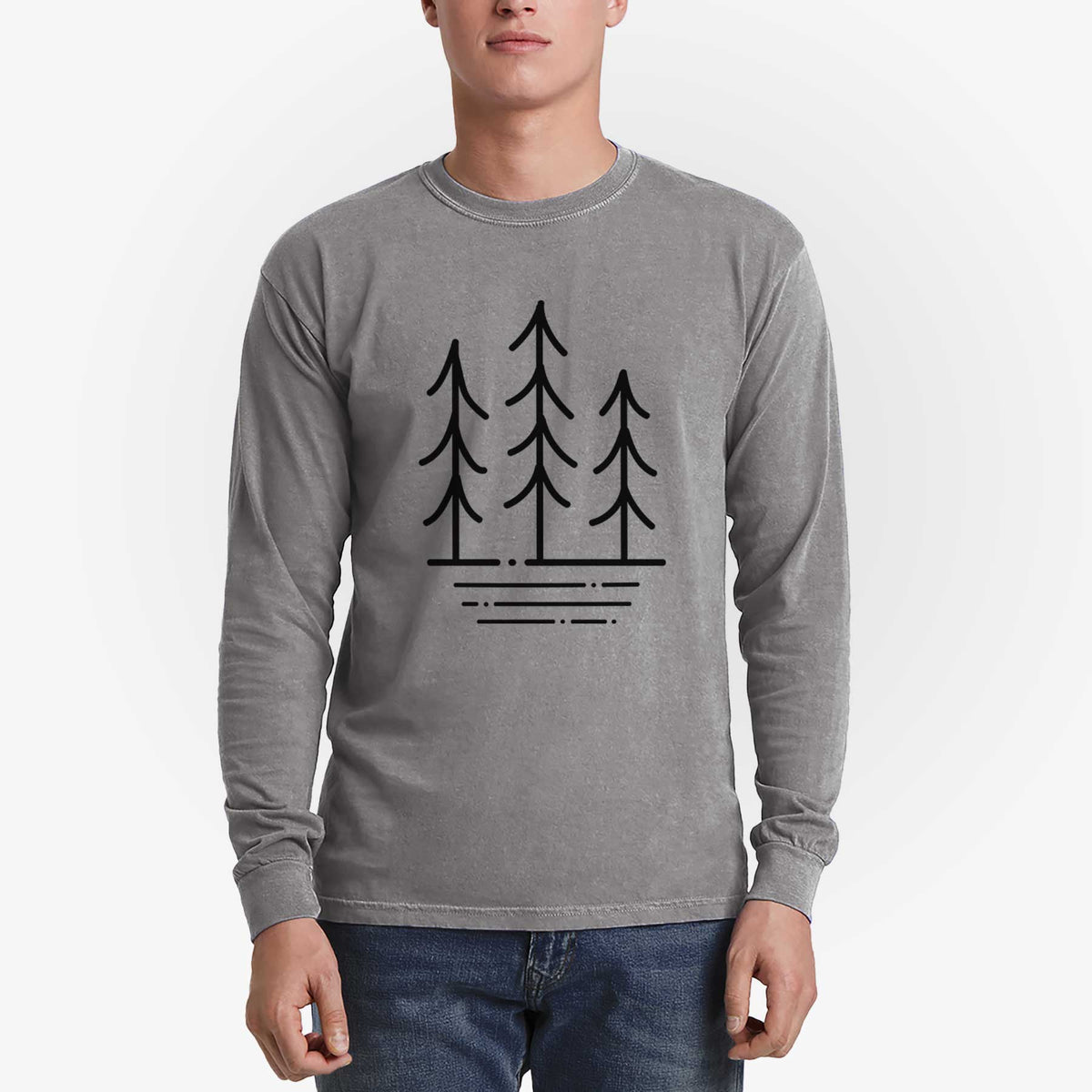 Three Trees - Men&#39;s Heavyweight 100% Cotton Long Sleeve