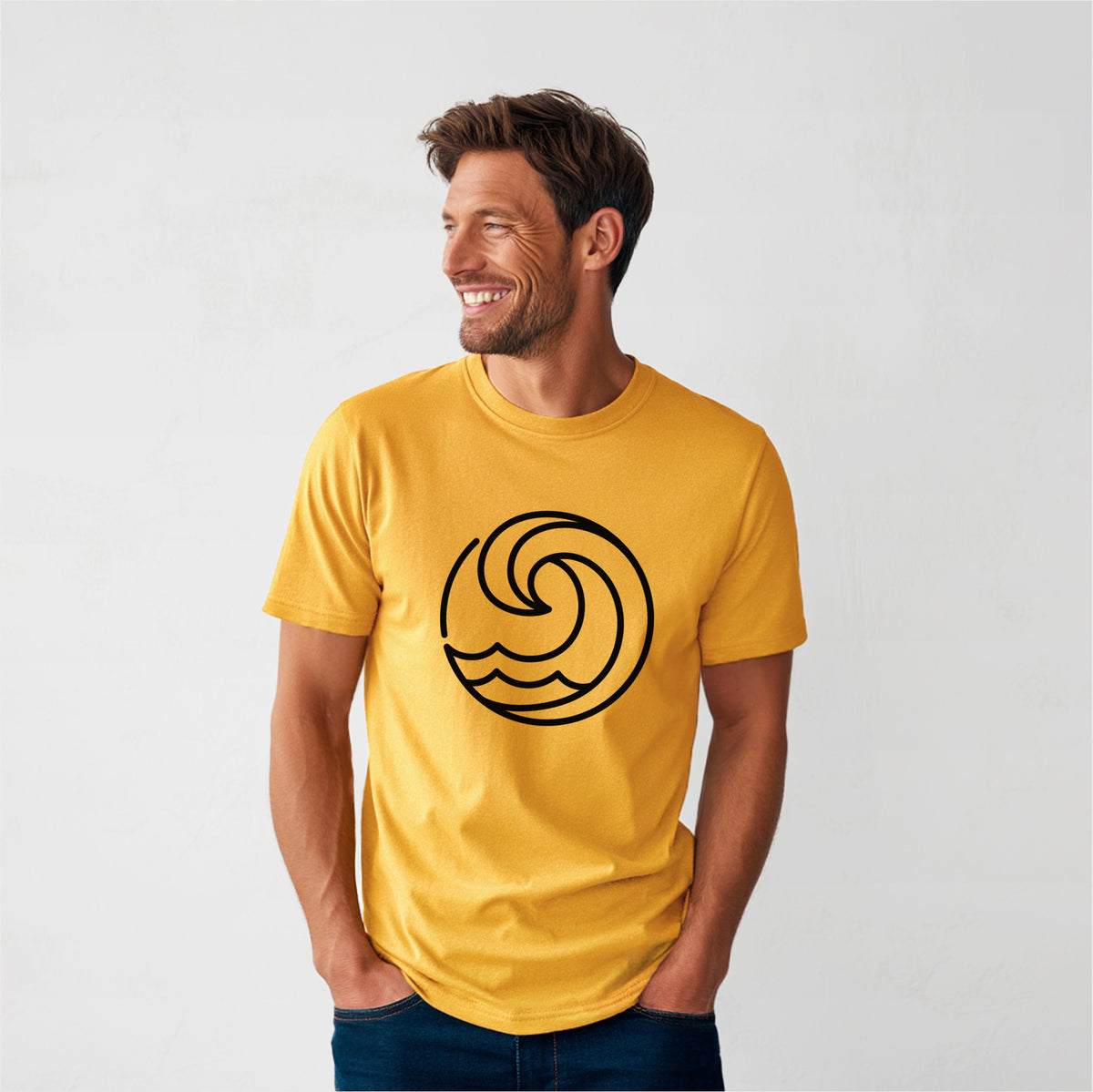 Tidal Wave Circle - Heavyweight Men&#39;s 100% Organic Cotton Tee