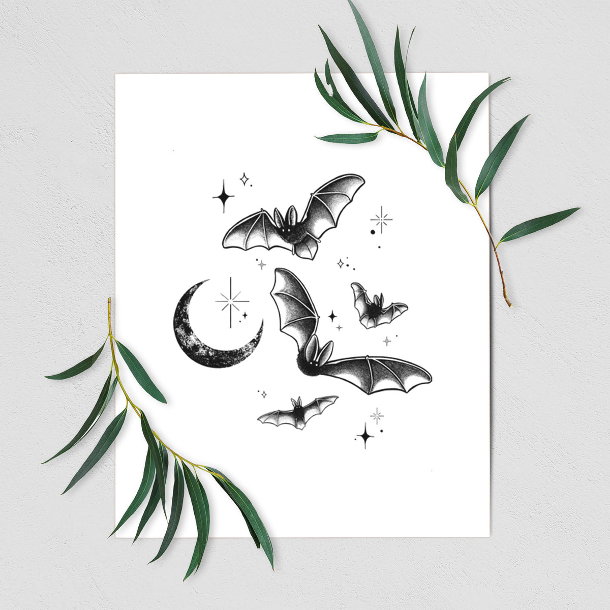Townsend's Bats Under a Crescent Moon - Fine Art Print