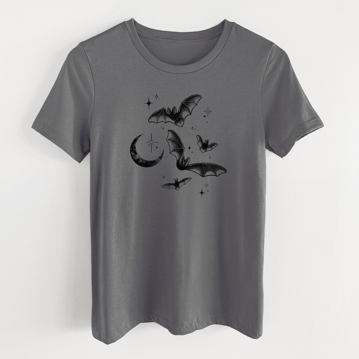 Townsend's Bats Under a Crescent Moon - Women's Lightweight Relaxed Fit 100% Cotton Crewneck