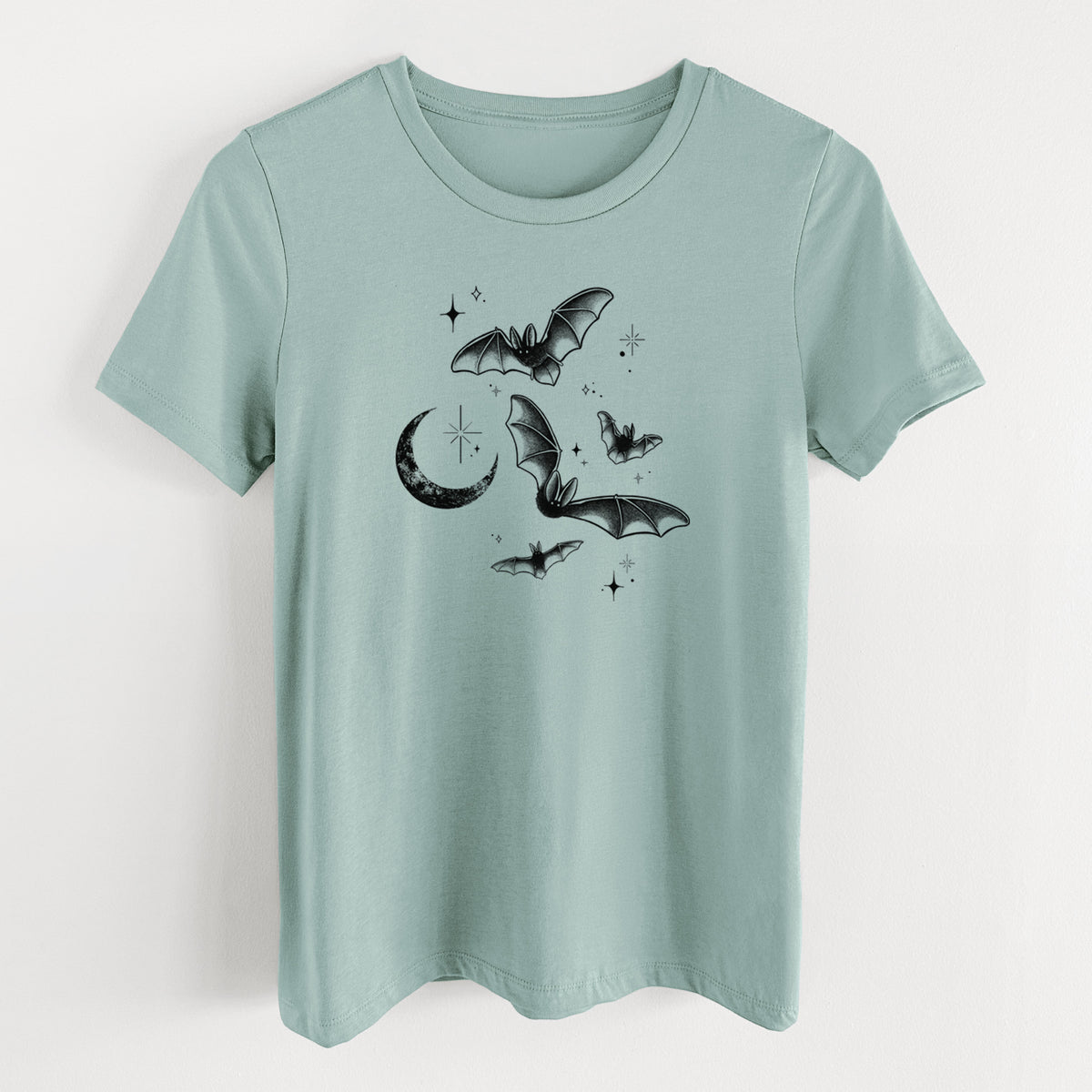 Townsend's Bats Under a Crescent Moon - Women's Lightweight Relaxed Fit 100% Cotton Crewneck