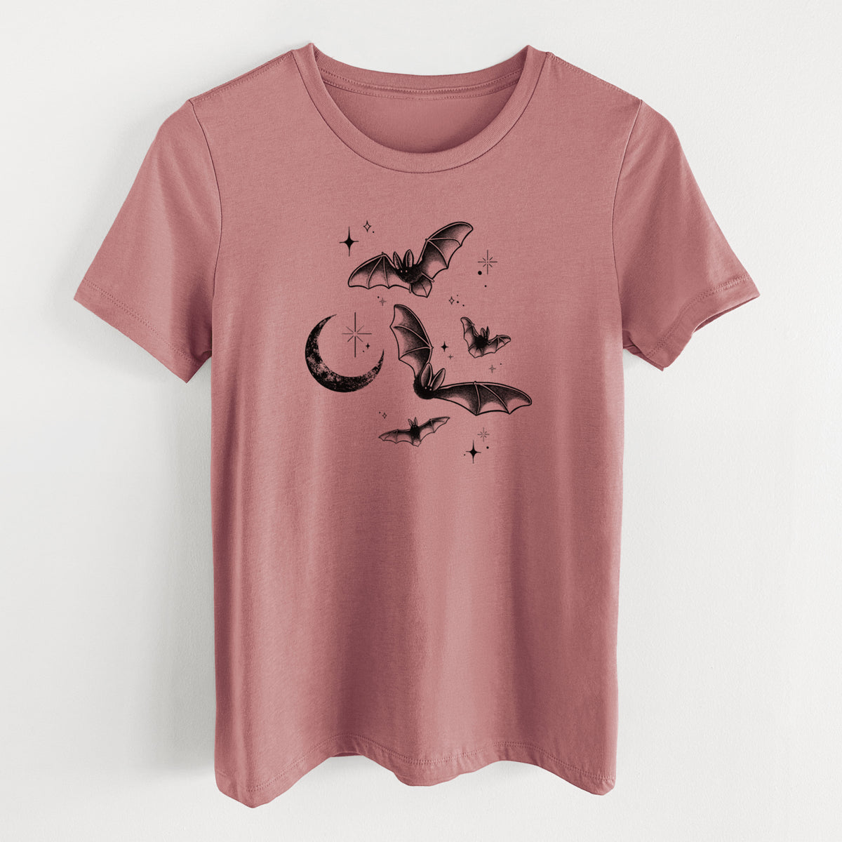 Townsend's Bats Under a Crescent Moon - Women's Lightweight Relaxed Fit 100% Cotton Crewneck