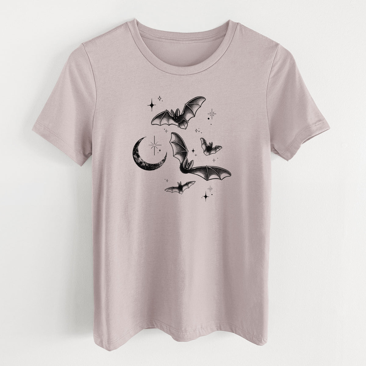 Townsend's Bats Under a Crescent Moon - Women's Lightweight Relaxed Fit 100% Cotton Crewneck