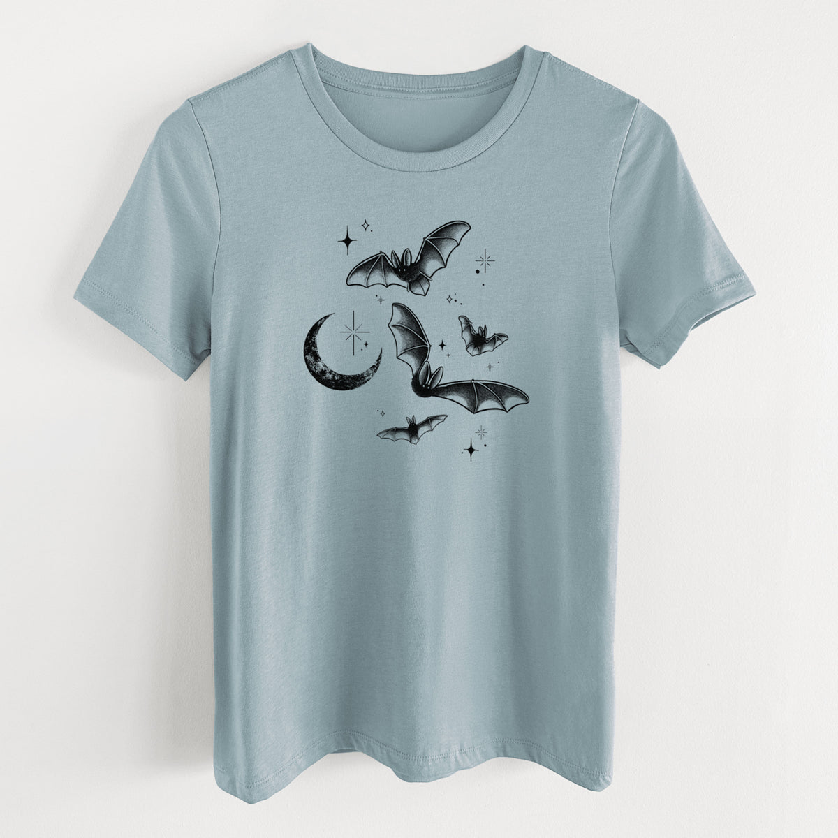 Townsend's Bats Under a Crescent Moon - Women's Lightweight Relaxed Fit 100% Cotton Crewneck