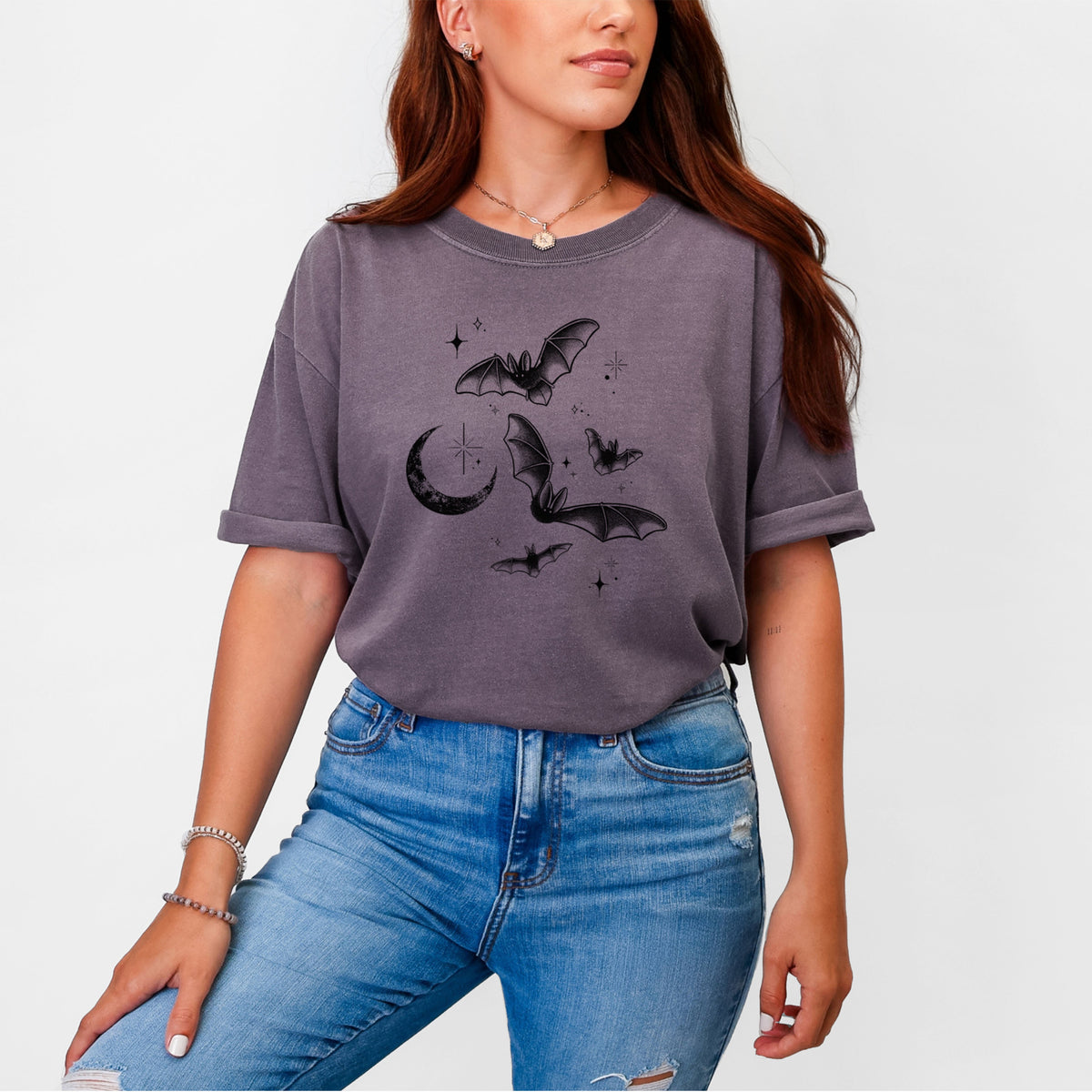 Townsend's Bats Under a Crescent Moon - Unisex Comfort Colors Garment-Dyed Heavyweight T-shirt